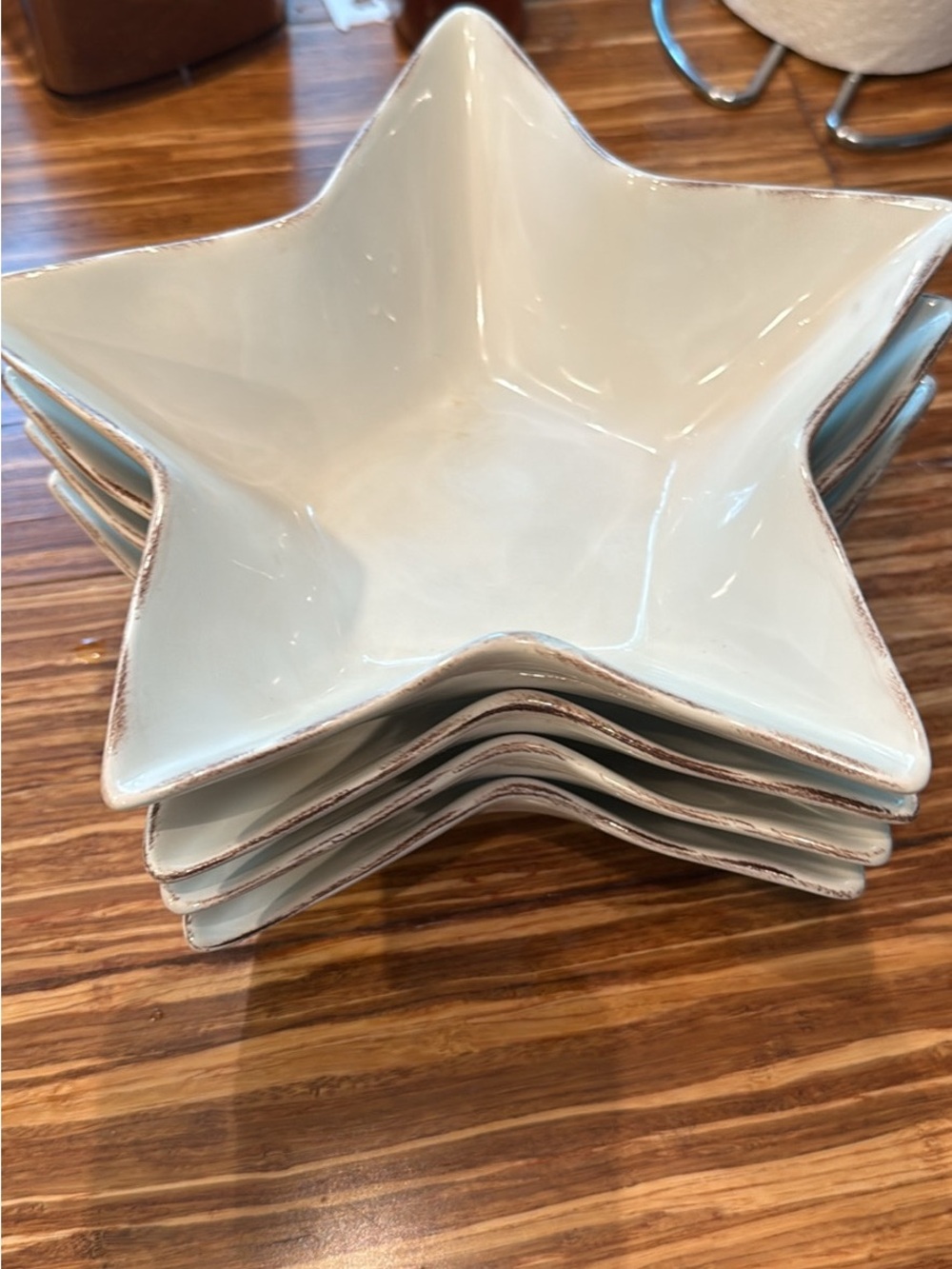 Pottery Barn Cream Star-Shaped Ceramic Bowls